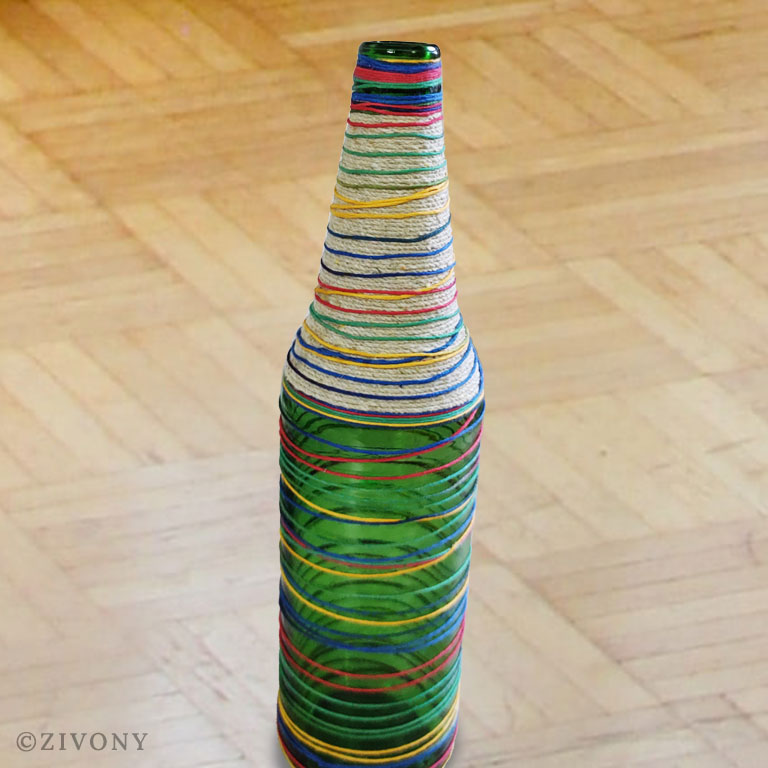 Multicolor Striped Green Bottle Lamp Day View