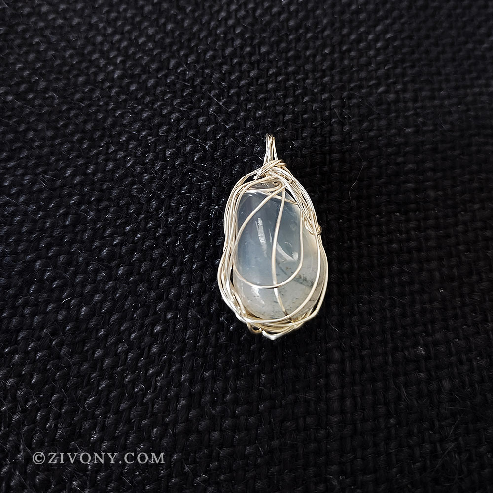 Wire wrapped clear stone pendant back